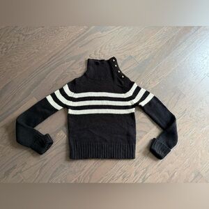 Zara knit Black White Striped Cropped Top Sweater detail kids Small
